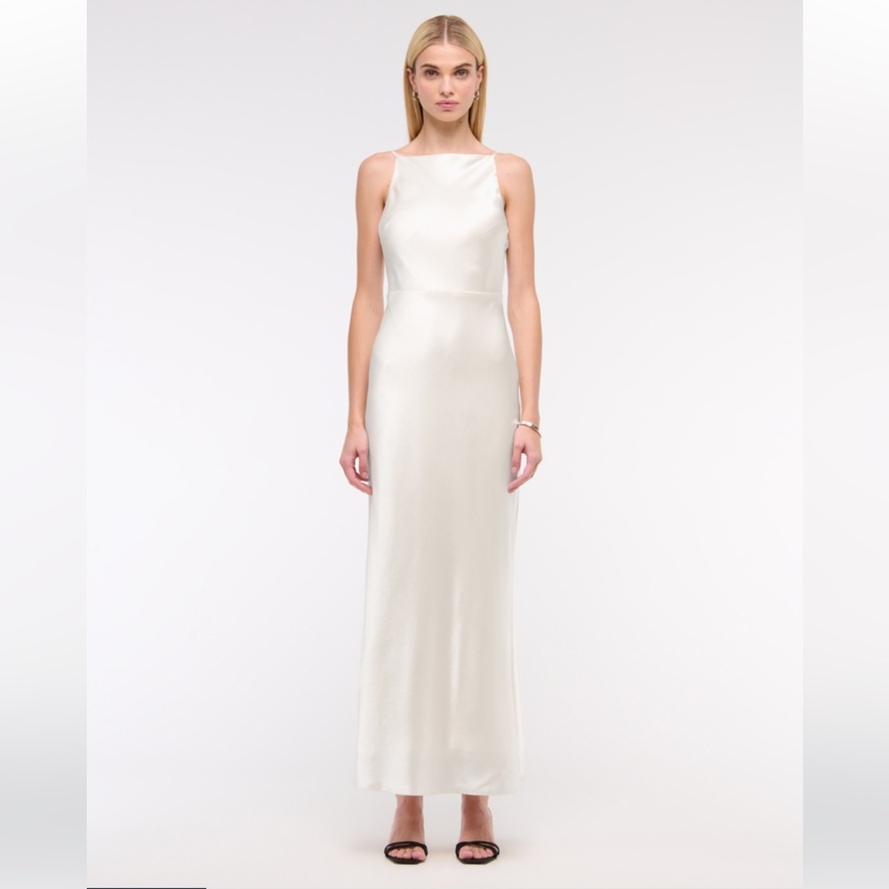 Abercrombie High Neck White Satin Dress Petite